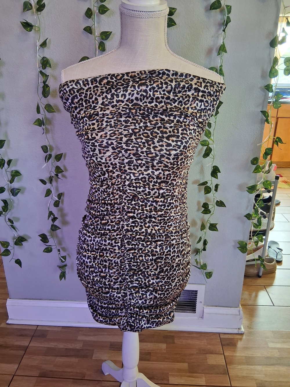 Charlotte Russe Strapless Leopard Print Dress - Brown, Black, Cream